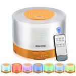 KBAYBO 500ml Cool Mist Humidifier Ultrasonic Aroma Essential Oil Diffuser with 4 Timer Settings 7 Color Changing LED for Office Home Bedroom Living Room Study Yoga Spa – Wood Grain