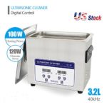 US Stock-3.2L 120W 40kHz Professional Industrial Digital Ultrasonic Cleaner Bath with Heating Baskets, 110V