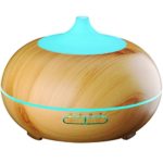 Tloowy 300ml Cool Mist LED Aroma Essential Oil Diffuser Ultrasonic Air Humidifier Purifier Atomizer for Office Home Bedroom Living Room Study Yoga Spa(Wood Grain)
