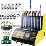 AUTOOL CT200 Petrol 6 Cylinder Car Motorcycle Fuel Injector Ultrasonic Cleaner & Tester Fuel Injection Leakage/Blocking Testing Machine Tool Kit 110V/220V (CT200+ Motorcycle Adapter)