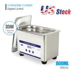 US Stock-800ml 35W 40kHz Professional Mini Ultrasonic Cleaner Industrial Cleaning Equipment with Digital Timer, 110V