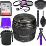Canon EF 85mm f/1.8 USM Lens for Canon DSLR Cameras & SanDisk 64GB Class 10 Memory Card + Complete Accessory Kit (11 Items)