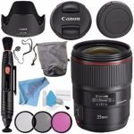 Canon EF 35mm f/1.4L II USM Lens 9523B002 + 72mm 3 Piece Filter Kit + Deluxe Cleaning Kit + Lens Pen Cleaner + Fibercloth + Lens Capkeeper Bundle