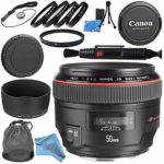 Canon EF 50mm f/1.2L USM Lens 1257B002 + 77mm Macro Close Up Kit + 77mm UV Filter + Lens Cleaning Kit + Lens Pen Cleaner + Fibercloth Bundle