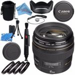 Canon EF 85mm f/1.8 USM Lens 2519A003 + 58mm Macro Close Up Kit + Lens Cleaning Kit + Lens Pouch + Lens Pen Cleaner + 58mm Tulip Lens Hood + Fibercloth Bundle