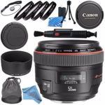 Canon EF 50mm f/1.2L USM Lens 1257B002 + 77mm Macro Close Up Kit + Lens Cleaning Kit + Lens Pen Cleaner + Fibercloth Bundle