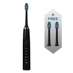 Sonic Electric Toothbrush, Collasaro Electric Toothbrush Rechargeable with Automatic Timer, Power Toothbrush with 5 Vibration Modes IPX7 Waterproof, includes 2 Replacement Heads (C7G-Black)