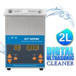GT SONIC 2L Ultrasonic Cleaner Digital Display with Adjustable Heating Function and Timer Setting 1-99 Minutes For Cleaning Jewelry Watches Denture DVDs Rings Coins Tools & Parts and More (40KHz, 50W)