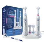 Triple Bristle Sonic Duo Electric Toothbrush – Perfect for Families, Kids & Couples – Keeps Bathroom Counter Clean – 2 Toothbrushes & Dual Rechargeable Stand – 4 Bristles – Who Wants To Share?