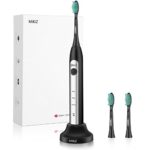 MiKiZ Electric Toothbrush, Sonic Electronic Whitening Toothbrushes Cordless Rechargeable with Smart Timer 3 Count Replacement Brush Heads (Black)