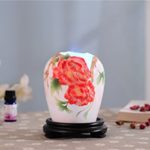 Deerbird Indoor Ultrasonic Colour Spraying Golden Edge Peony Red Ceramics Essential Oil Fragrance Lamps Humidifier Aroma Diffuser for Office Spa Beauty Salon