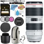 Canon EF 70-200mm f/2.8L is III USM Lens 3044C002 + 3 Piece Filter Kit + 64GB SDXC Card + Lens Pen Cleaner + Fibercloth + Lens Capkeeper + Deluxe 70″ Monopod + Deluxe Cleaning Kit Advanced Bundle