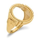 14k Yellow Gold 1/10ae Coin Band Ring Size 10.00 Fine Jewelry For Women Gift Set