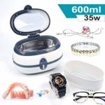 Ultrasonic Cleaner, Professional Household Cleaning Machine for Eye Glasses, Jewelries, Watches, Razors, Dentures, Combs, Tools, Instruments, Household Commodities (600ml)