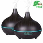 Essential Oil Diffuser, Aroma Essential Oil Diffuser,300ml Ultrasonic Cool Mist Air Humidifier with 7Color Change LED Light,Waterless Auto-Off,Fragrance Diffuser for Yoga/Spa/Baby Room (25Black-2pack)