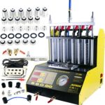 AUTOOL CT200 Petrol 6 Cylinder Car Motorcycle Fuel Injector Ultrasonic Cleaner & Tester Fuel Injection Leakage/Blocking Testing Machine Tool Kit 110V/220V (CT200+Sided Fuel Injector Kit)