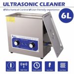 Stainless Steel Heated Ultrasonic Cleaner with Adjustable Timer & Temperature, Cleaner Machine for Jewelry Watches Glasses Spectacles Metal Parts Lab Tools Coins 360HT 180W 6L 40KHz 110V 60Hz