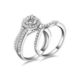 Aooaz Jewelry Wedding Ring Silver Material Round Cz Ring Set For Women