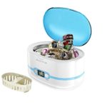 Ultrasonic Cleaner Professional Ultrasonic Jewelry Cleaners with Digital Timer for Jewellery Eyeglasses Lenses Necklaces Watches Rings Denture Coins, 20 Oz (Blue)