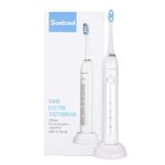 Sonicool Sonic Electric Toothbrush 48000 Vibrations Deep Clean As Dentist Rechargeable Toothbrush 2 Minutes Timer 3 Brushing Modes 4 Replacement Heads (White Electric Toothbrush)