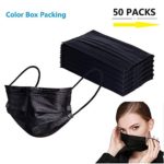 Disposable Surgical Face Mask, Sanitary Masks Earloop Face Flu Mask, 3+1(Filter Layer) Ply Thicher Super Filter Pollen Dust, Medical Dental Procedure Face Masks, Pack of 50 pcs (Black)