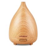 InnoGear 200ml Essential Oil Diffuser Wood Grain Vase-Shaped Ultrasonic Aromatherapy Oil Diffusers with Adjustable Mist Mode Waterless Auto Shut-off Humidifier and 7 Color Changing LED Lights for Home