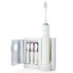 Sterline Sonic Electric Rechargeable Toothbrush with UV Sanitizer and 12 Replacement Heads, 4 Brushing Modes, Elite Toothbrush with Smart Clean Technology, White