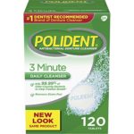 Polident 3 Minute Triple Mint Antibacterial Denture Cleanser Effervescent Tablets, 120 count