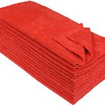 Eurow Microfiber Ultrasonic Cut Cleaning Towels 14 x 14in 300 GSM Red 12-Pack