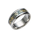 Shusuen ? Titanium Steel Dragon Ring with Silver Golden Dragon Stainless Steel Ring Jewelry for Men Women