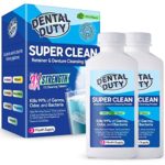 Dental Duty Super Clean Retainer & Denture Cleansing Powder-(2 Pack) Effervescent Antibacterial Dental Cleaner for Dental Appliances – Removes Bad Odor, Plaque & Stains – Made in USA -6 Months Supply