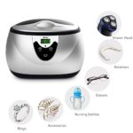 Ukoke, UUC06S, Ultrasonic Cleaner, Professional Ultrasonic Jewelry Cleaner with Timer, Portable Household Ultrasonic Cleaning Machine, Eyeglasses Denture Cleaner, 0.6L, Sliver