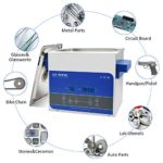 3L Ultrasonic Cleaner, 304 Stainless Steel Professional Ultrasonic Cleaners with Digital Timer & Heater for Jewelry Watch Glasses Circuit Board Dentures Small Parts Dental Instrument Office Supply