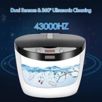Ultrasonic Jewelry Cleaner with 5 Digital Timers, 43KHz Powerful Ultrasonic Cleaner with 26 Ounces Tank, Noise-Proof Makeup Brush Cleaner with 2 Waterproof Button, Suitable for Glasses Watches Rings