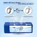 Portable Ultrasonic Jewelry Cleaner, 50KHz Upgrade Professional Ultrasonic Cleaner Machine for Cleaning Jewelry Eyeglasses Rings Watches Necklaces Razors Dentures Tools Cleaner 600ML (Dark Blue)