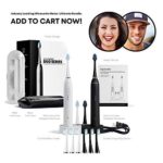 AquaSonic Duo Dual Handle Ultra Whitening 40,000 VPM Wireless Charging Electric ToothBrushes – 3 Modes with Smart Timers – 10 Dupont Brush Heads & 2 Travel Cases Included