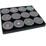 FindingKing 12 Gem Stone Jars Display Black Foam Tray Travel Insert