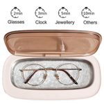 Ultrasonic Jewelry Cleaner Machine Portable Professional Ultrasonic Washer Machine 300mL 45kHz with 4 Cleaning Modes for Cleaning Silver Jewelry Eyeglasses Rings Watches Necklaces(White)