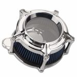 XMMT Chrome CNC Clear Air Cleaner Intake Blue Filter for Harley Dyna 1993-2016,Softail 1993-2015