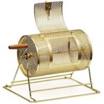 YAHEETECH Brass Raffle Drum with Wooden Turning Handle – Spinning Lottery Casino Bingo Raffle Ticket Drum Box Holds 2,500 Tickets