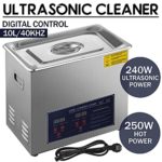 SHZOND Ultrasonic Cleaner 2.64Gal / 10L Sonic Cleaner Stainless Steel Heated Ultrasonic Cleaner 240W Ultrasonic Power Ultrasonic Jewelry Cleaner