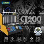 AUTOOL CT200 Petrol 6 Cylinder Car Motorcycle Fuel Injector Ultrasonic Cleaner & Tester Fuel Injection Leakage/Blocking Testing Machine Tool Kit 110V/220V (CT200 Unit)