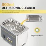800ml Ultrasonic Cleaner Adjustable Timer?Professional Ultrasonic Cleaner Machine 0.8L, for Cleaning Glasses,Jewelry and Other Accessories