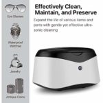 Flexzion Ultrasonic Jewelry Cleaner Machine (600ml) Small Ultra Sonic Cleaning Personal for Parts, Rings, Watch Movement, Eyeglass, Coin, Dental Denture and Retainer with Stainless Tank, Clear Lid