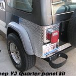 Fits Jeep Yj Wrangler 3 Pc Diamond Plate Rear Body Armor Corner Guard Kit