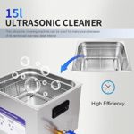 Professional 15L Ultrasonic Cleaner with Digital Timer&Heater,Ultrasound Cleaner Machine for Jewelry Glasses Dentures Circuit Board,Commercial Lab Ultrasonic Carburetor Cleaner?110V?
