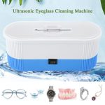 Salmue Glasses Cleaner Machine, Mini High-Frequency Ultrasonic Vibration Cleaning Machine with Screwdriver for Watch Eyeglass Contact Lenses Ring Jewelry Cleaner (Blue)