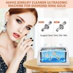 Ultrasonic Cleaner, 46kHz 40W Ultrasonic Jewelry Cleaner, 700ML Jewelry Cleaner Machine ABS Plastic & 304 Stainless Steel Sonic Cleaner with 5 Timer for Ring Glasses Watches Fruits