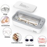 Jewelry Cleaner, Ultrasonic Cleaning Machine, 45Khz Ultrasonic Cleaner Stainless Steel 304 High Capacity 500ML Tank, Silver Cleaner for Ring, Earing, Glasses, Cosmetic Brush, Watches, Coins