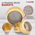 Ultrasonic Cleaner Baskets for Small Parts | Set of 2 Ultrasonic Parts Cleaner Basket with Screw Lock | Brass Body Stainless Steel Mesh Jewelry Steam Cleaner for Jewelry & Watch Parts | by MaxoPro